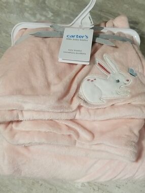 Nwts Carter's Plush Pink Bunny Baby Blanket